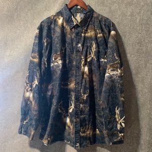 Vintage Legacy Falls Outfitters Men's Deer Camo Button Down Shirt - size XL